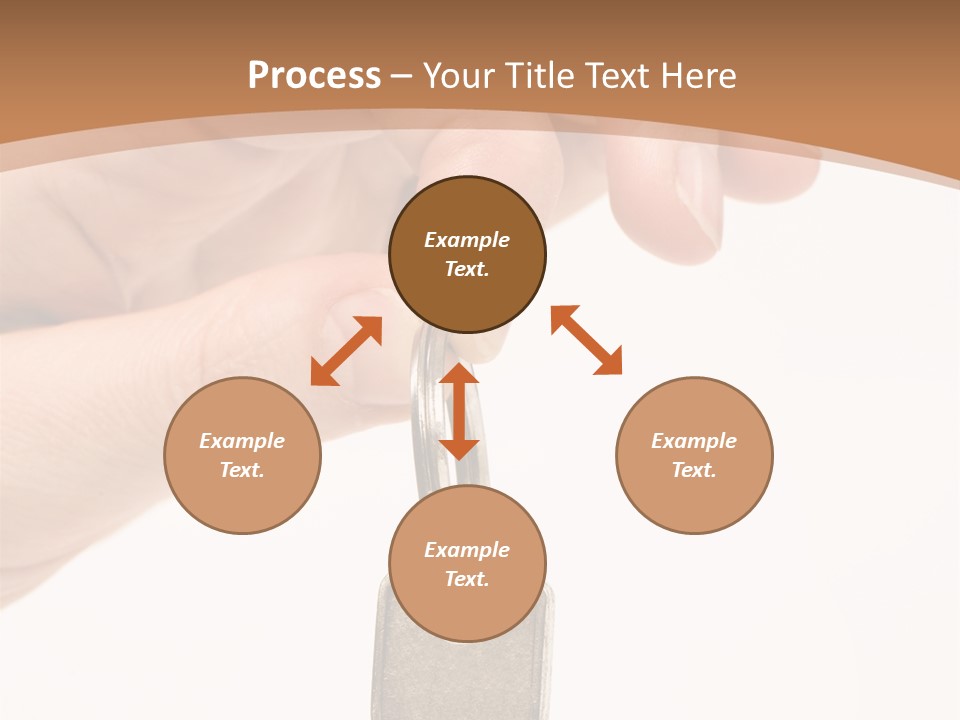 Close Up Of A Person's Hand, Handing Over A Key. Focus On The Key. Isolated On A White Background. PowerPoint Template
