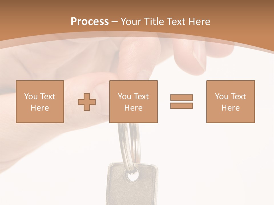 Close Up Of A Person's Hand, Handing Over A Key. Focus On The Key. Isolated On A White Background. PowerPoint Template