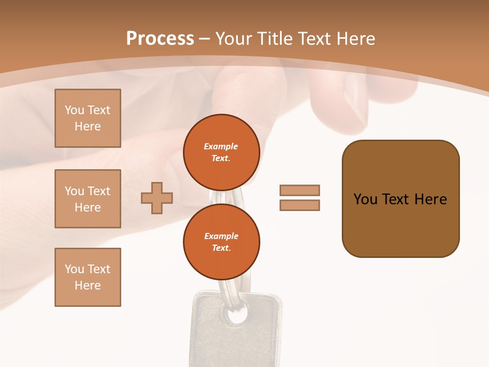 Close Up Of A Person's Hand, Handing Over A Key. Focus On The Key. Isolated On A White Background. PowerPoint Template