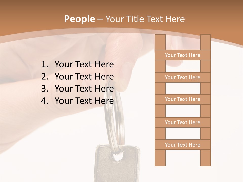 Close Up Of A Person's Hand, Handing Over A Key. Focus On The Key. Isolated On A White Background. PowerPoint Template