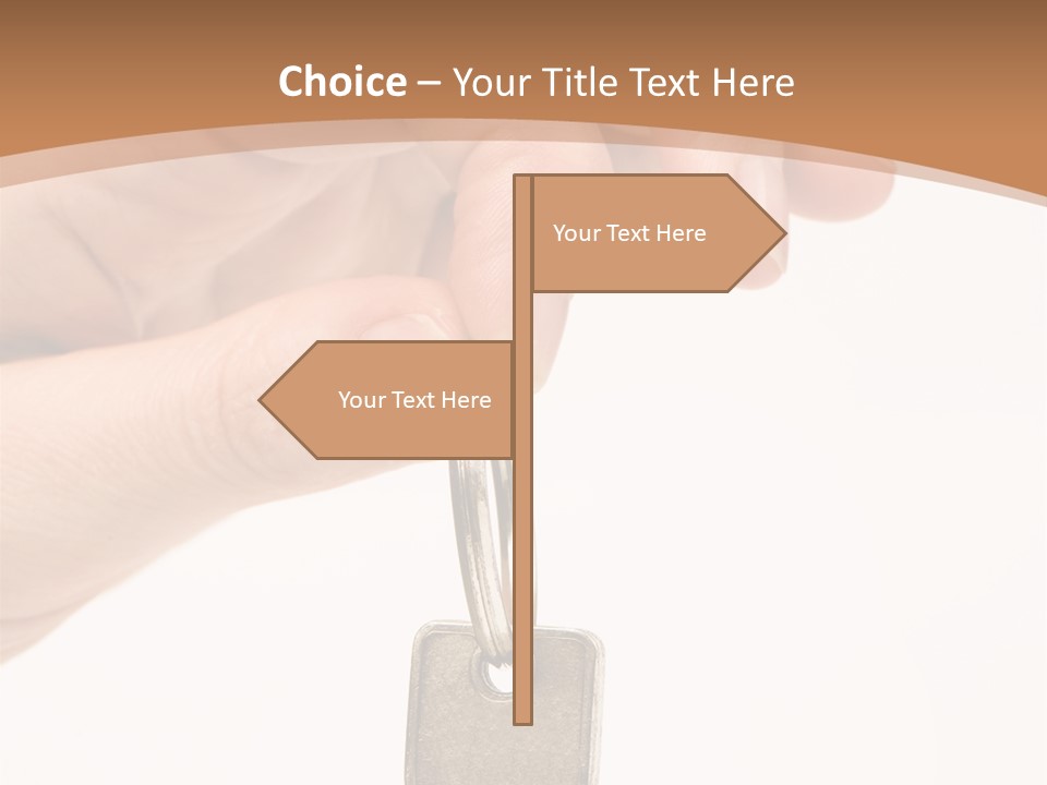 Close Up Of A Person's Hand, Handing Over A Key. Focus On The Key. Isolated On A White Background. PowerPoint Template
