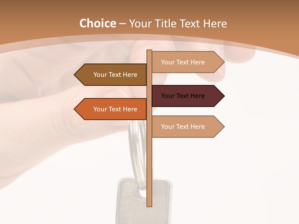 Close Up Of A Person's Hand, Handing Over A Key. Focus On The Key. Isolated On A White Background. PowerPoint Template