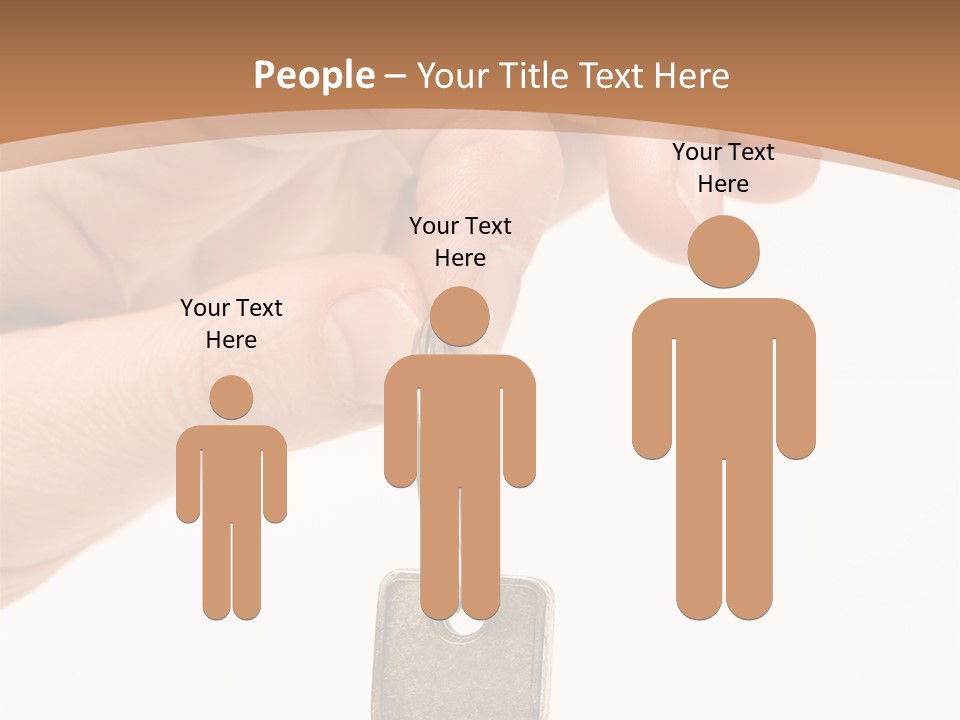 Close Up Of A Person's Hand, Handing Over A Key. Focus On The Key. Isolated On A White Background. PowerPoint Template