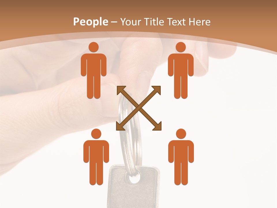 Close Up Of A Person's Hand, Handing Over A Key. Focus On The Key. Isolated On A White Background. PowerPoint Template