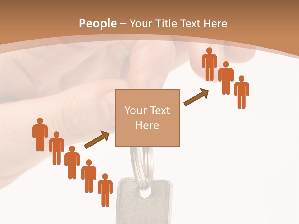 Close Up Of A Person's Hand, Handing Over A Key. Focus On The Key. Isolated On A White Background. PowerPoint Template