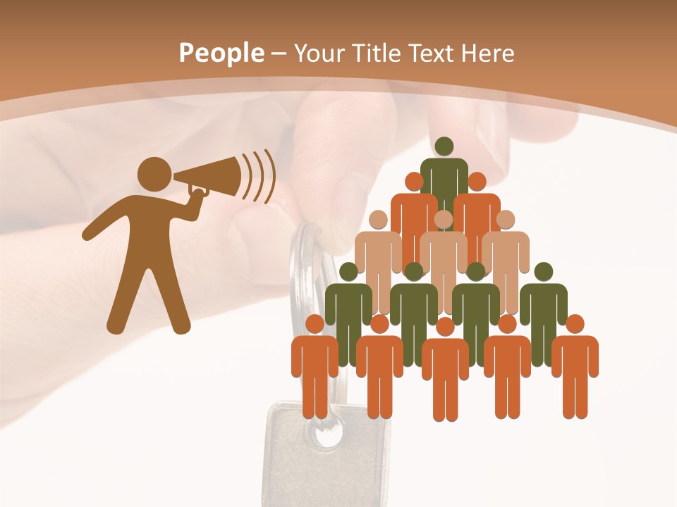 Close Up Of A Person's Hand, Handing Over A Key. Focus On The Key. Isolated On A White Background. PowerPoint Template