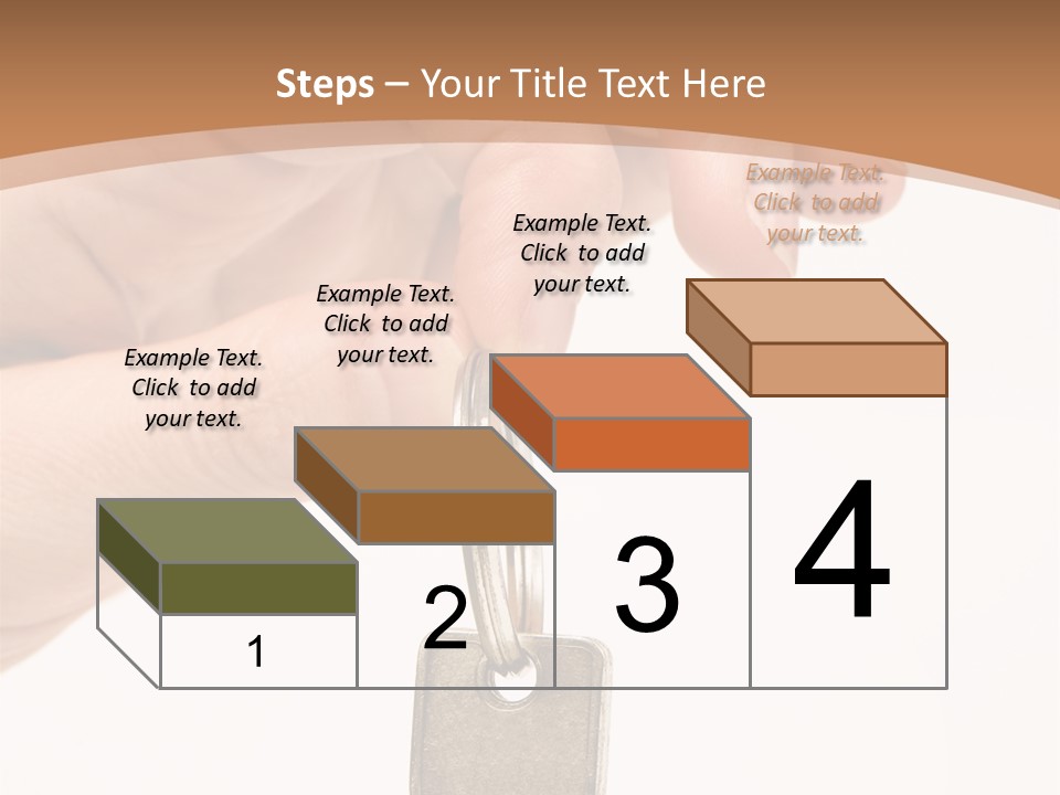 Close Up Of A Person's Hand, Handing Over A Key. Focus On The Key. Isolated On A White Background. PowerPoint Template