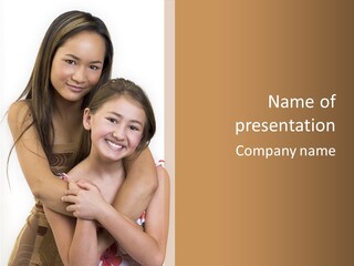 Girls Hugging PowerPoint Template