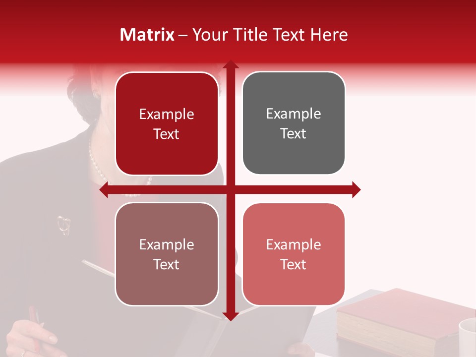 Smiling Business Woman At Desk PowerPoint Template