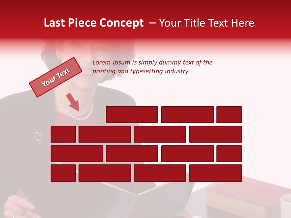 Smiling Business Woman At Desk PowerPoint Template