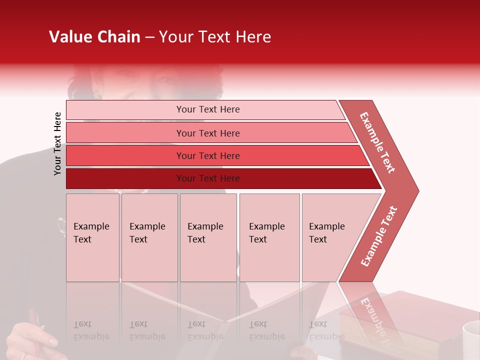 Smiling Business Woman At Desk PowerPoint Template
