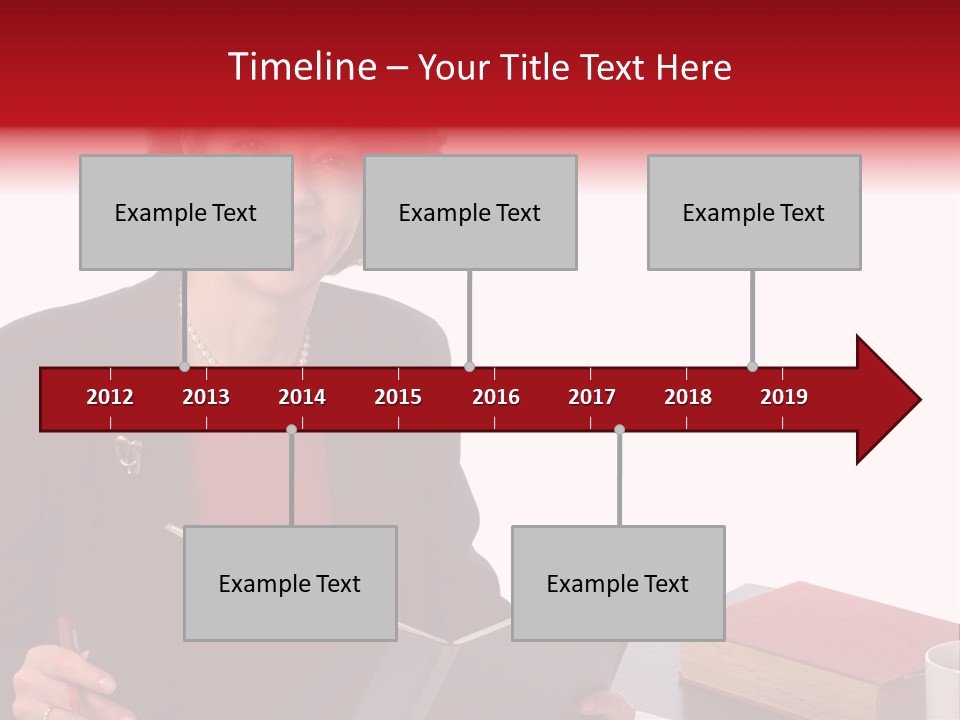 Smiling Business Woman At Desk PowerPoint Template