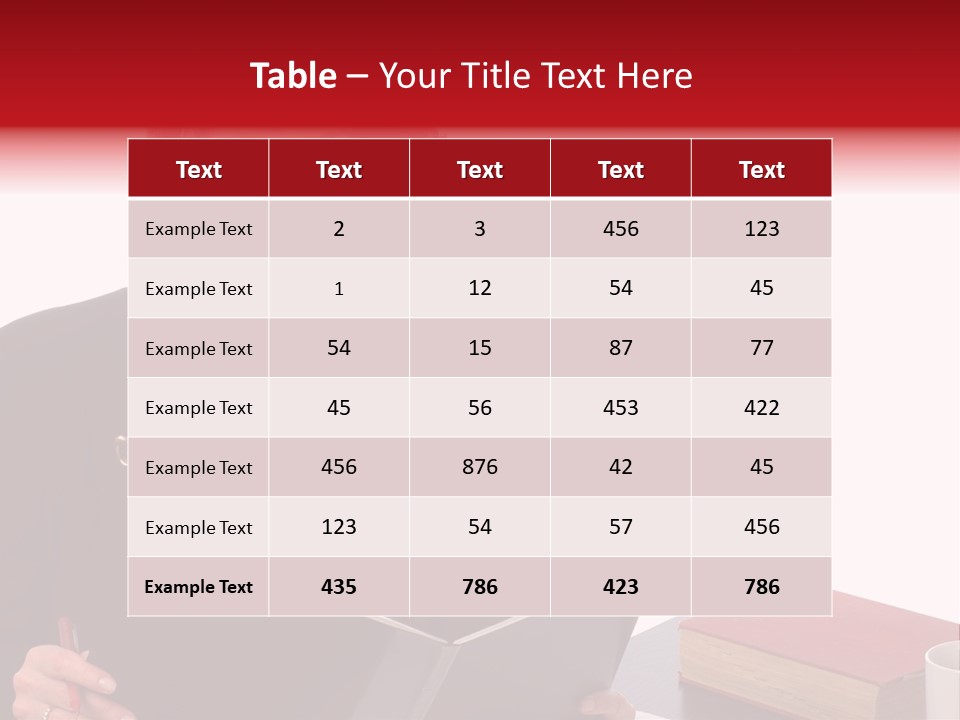 Smiling Business Woman At Desk PowerPoint Template