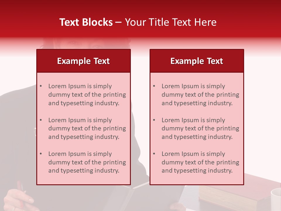 Smiling Business Woman At Desk PowerPoint Template