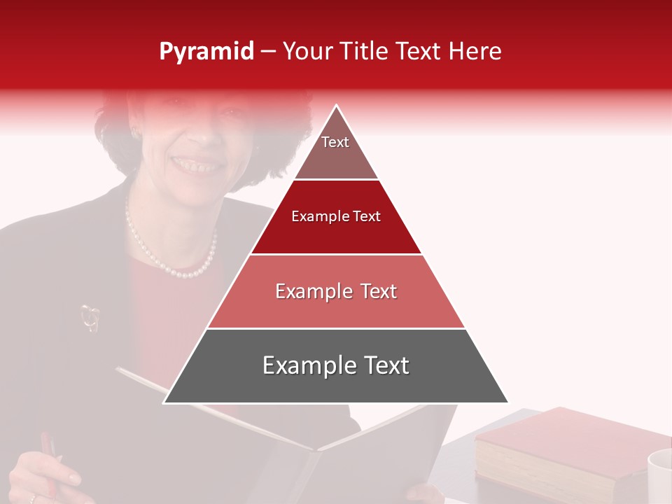 Smiling Business Woman At Desk PowerPoint Template