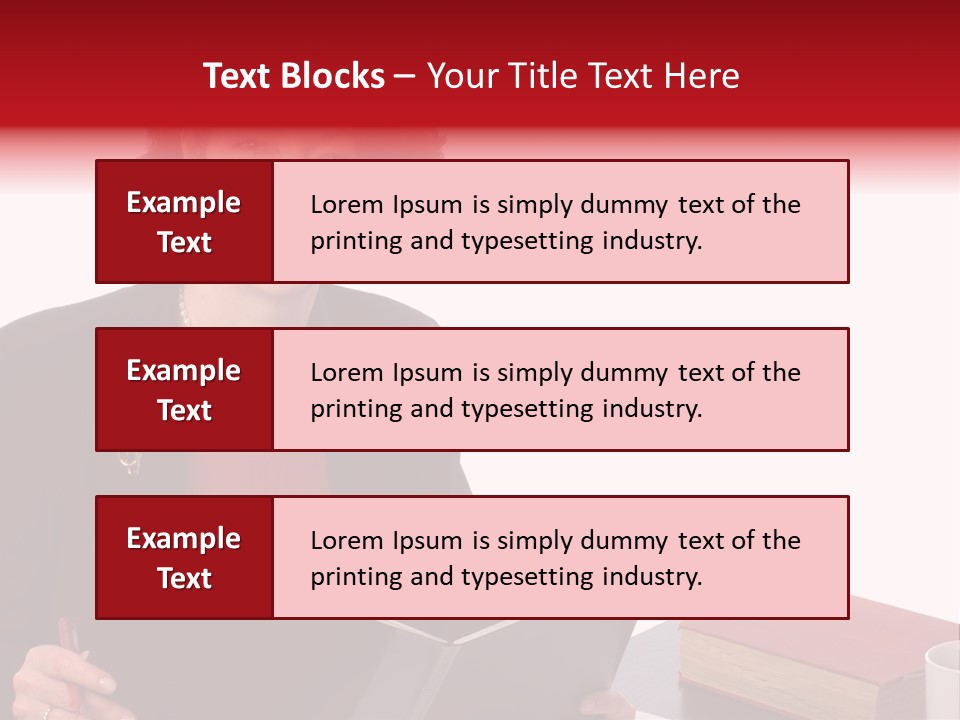 Smiling Business Woman At Desk PowerPoint Template