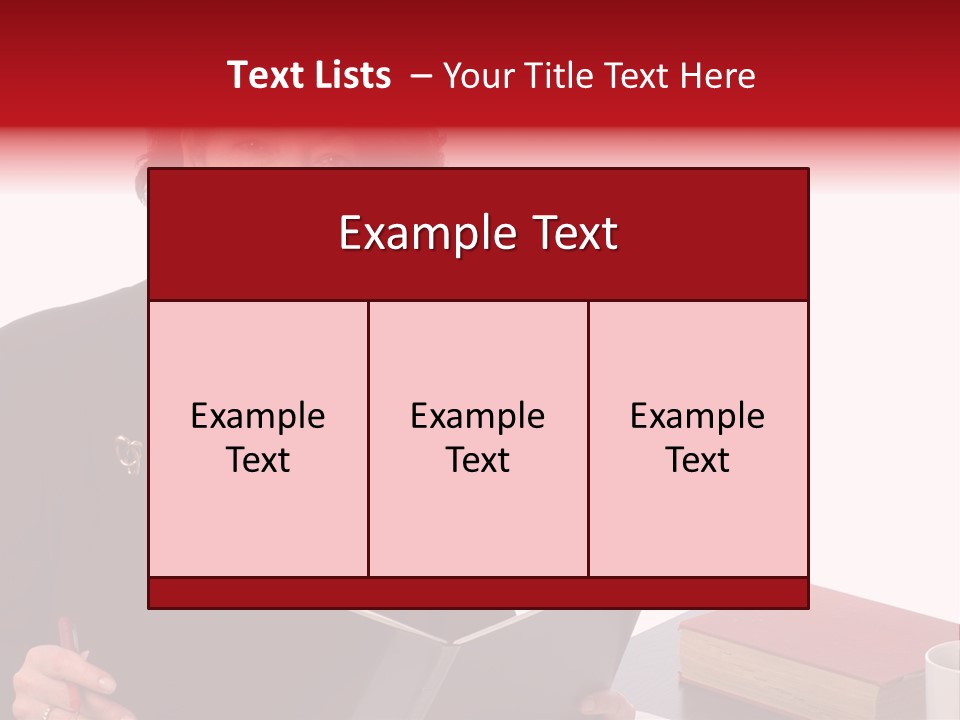 Smiling Business Woman At Desk PowerPoint Template