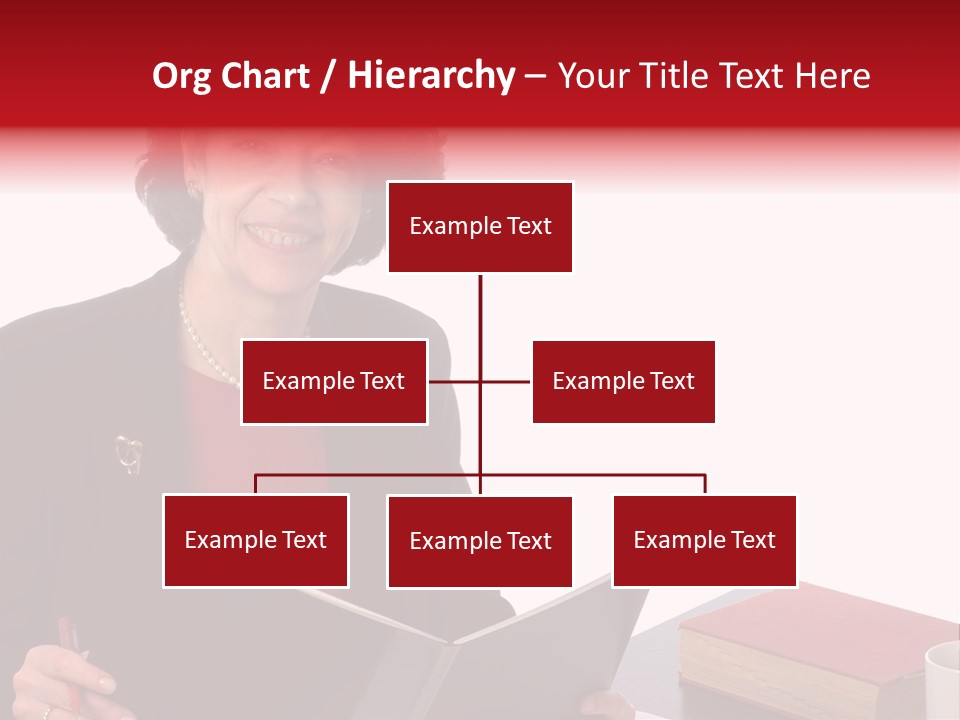 Smiling Business Woman At Desk PowerPoint Template