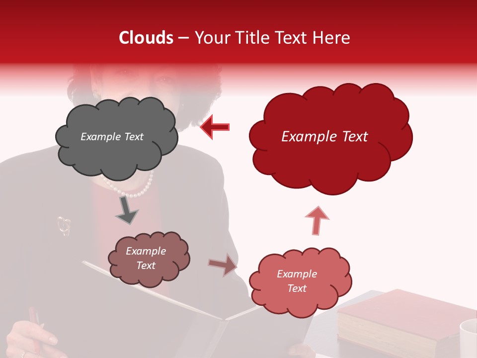 Smiling Business Woman At Desk PowerPoint Template