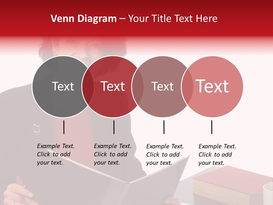 Smiling Business Woman At Desk PowerPoint Template