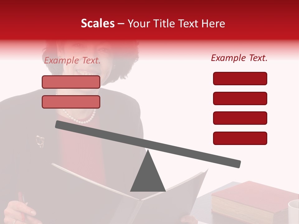 Smiling Business Woman At Desk PowerPoint Template