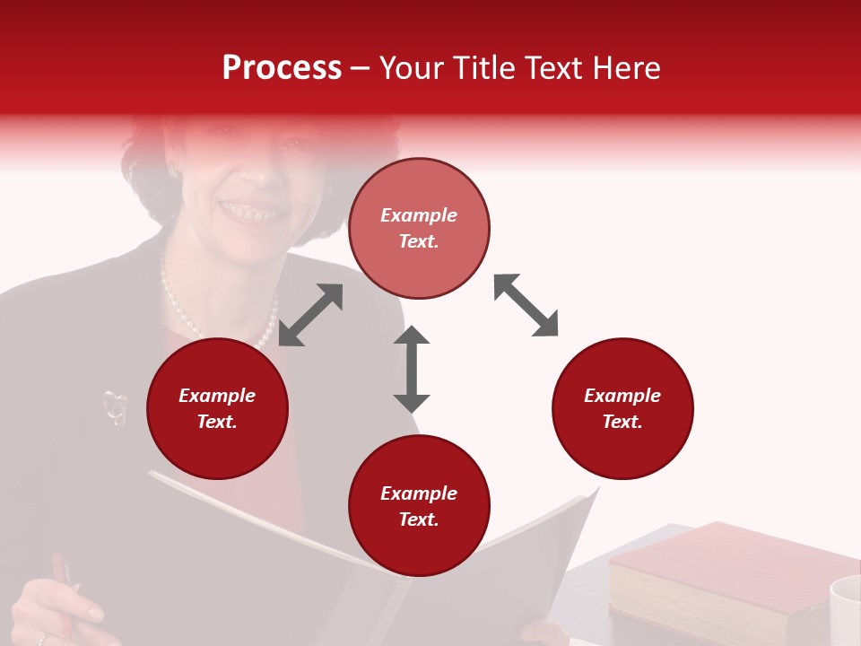 Smiling Business Woman At Desk PowerPoint Template