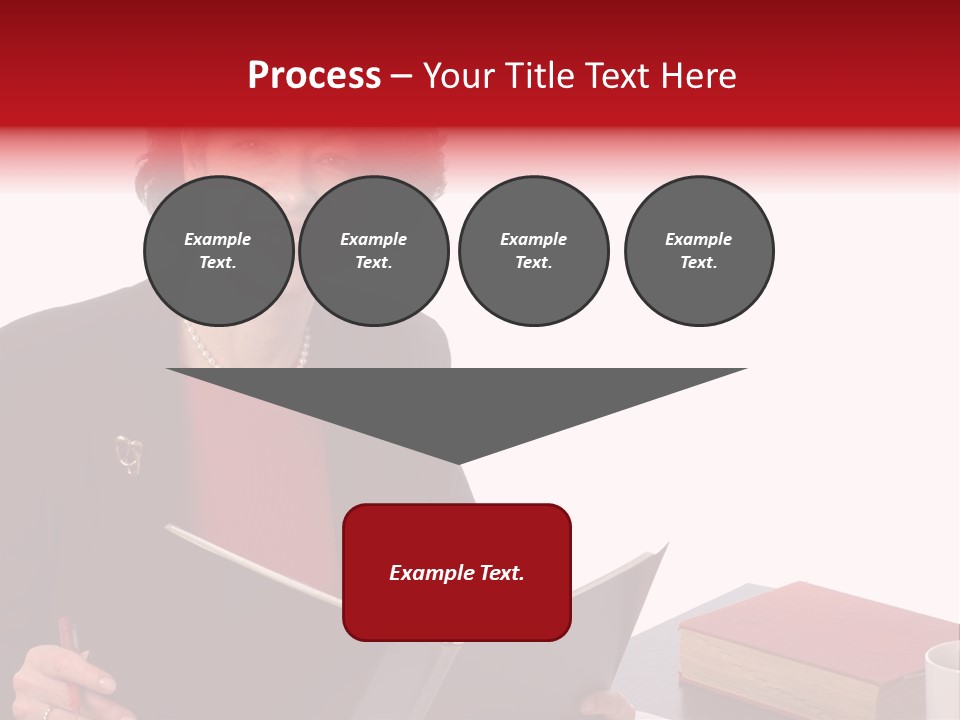 Smiling Business Woman At Desk PowerPoint Template