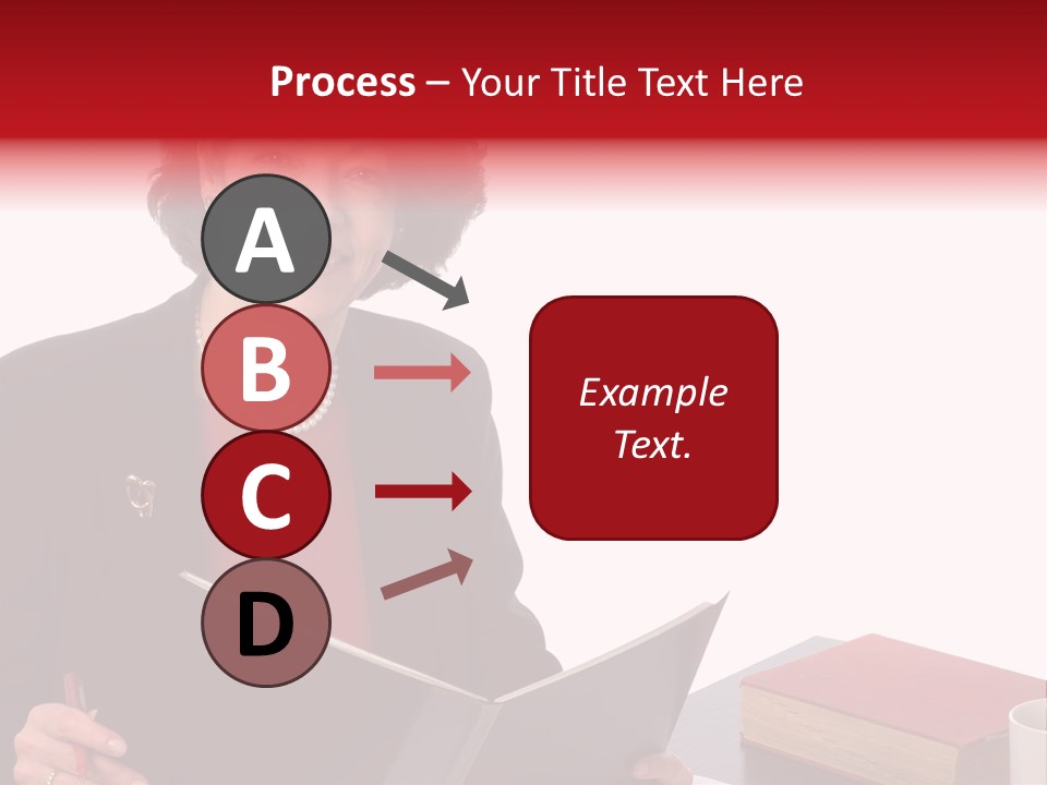 Smiling Business Woman At Desk PowerPoint Template