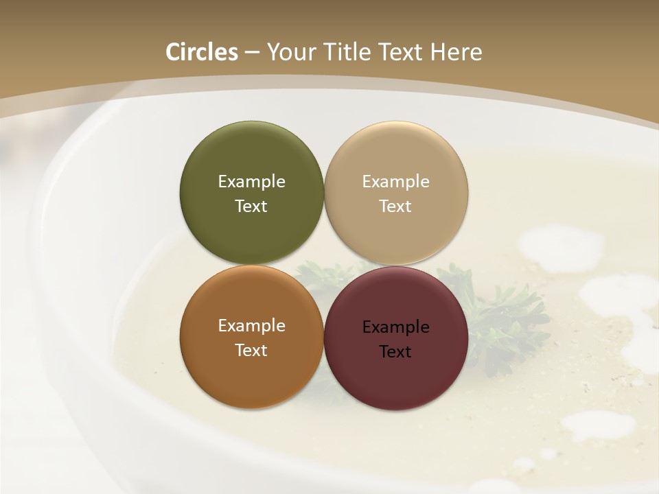 White Bowl Of Asparagus Soup With Chervil And Drops Of Cream. Grainy Bread On Background. Healthy Food. PowerPoint Template