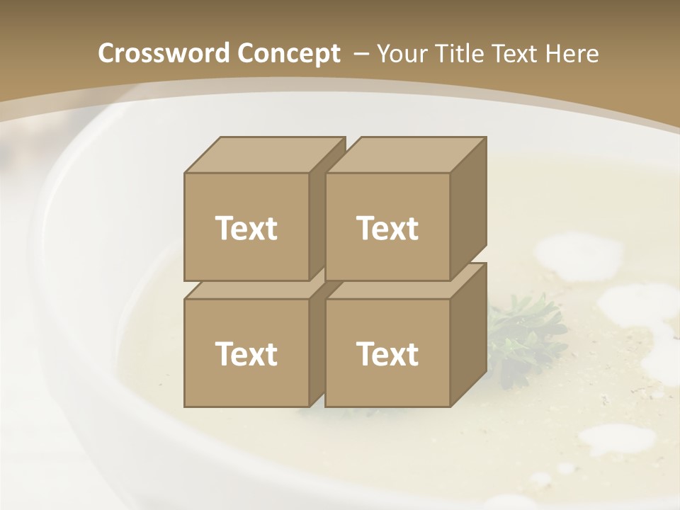 White Bowl Of Asparagus Soup With Chervil And Drops Of Cream. Grainy Bread On Background. Healthy Food. PowerPoint Template