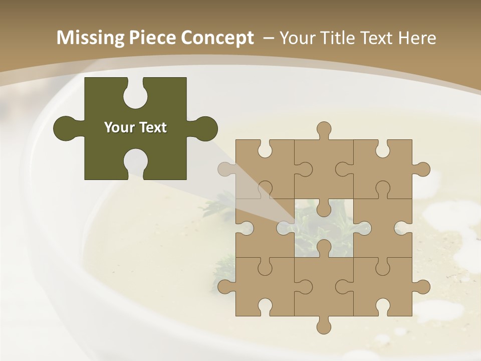 White Bowl Of Asparagus Soup With Chervil And Drops Of Cream. Grainy Bread On Background. Healthy Food. PowerPoint Template