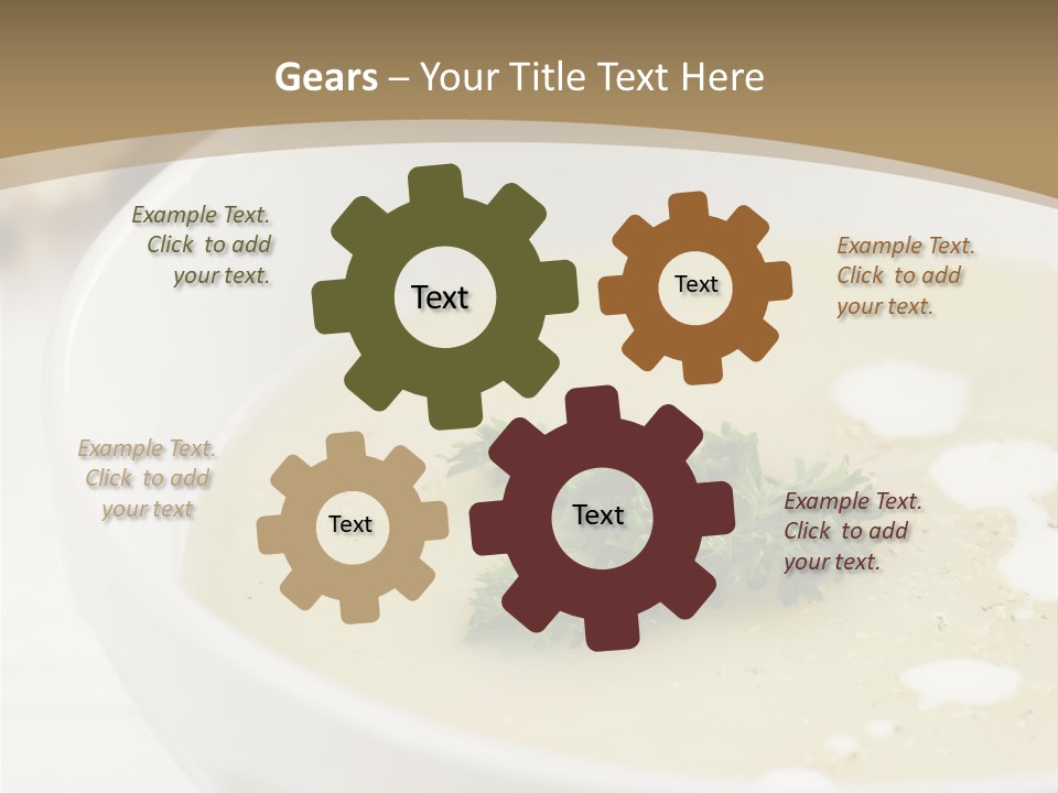 White Bowl Of Asparagus Soup With Chervil And Drops Of Cream. Grainy Bread On Background. Healthy Food. PowerPoint Template