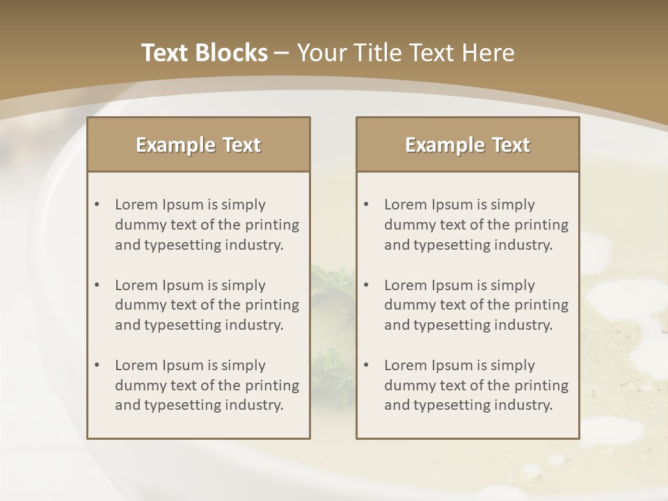 White Bowl Of Asparagus Soup With Chervil And Drops Of Cream. Grainy Bread On Background. Healthy Food. PowerPoint Template