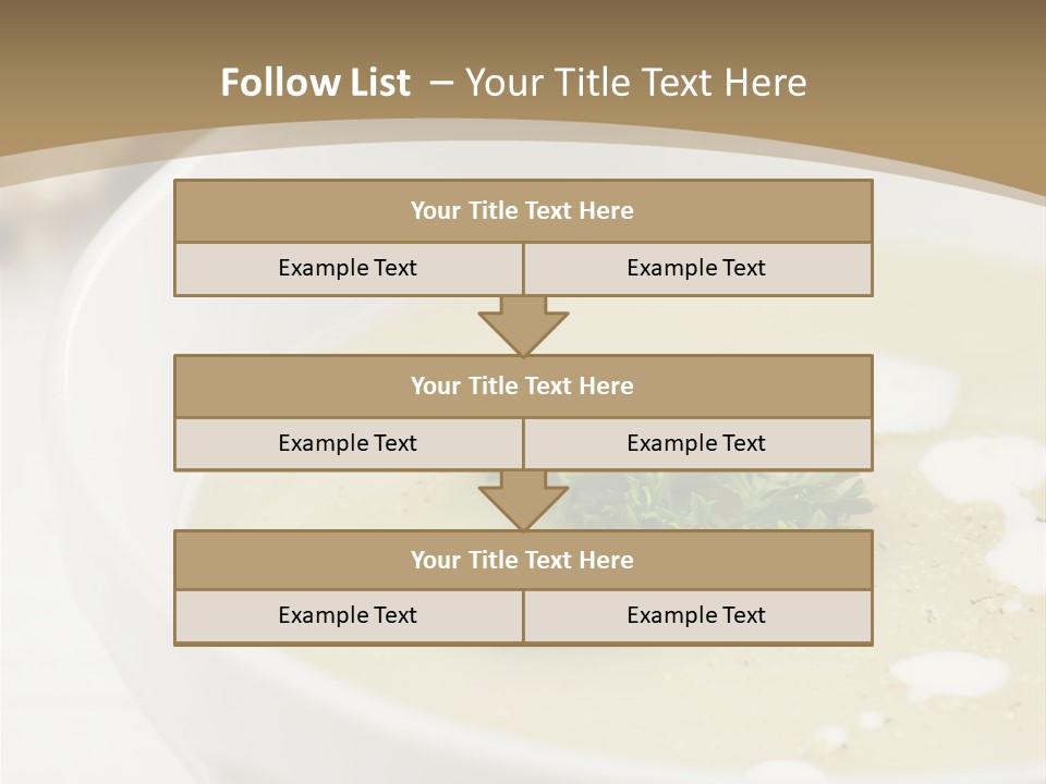 White Bowl Of Asparagus Soup With Chervil And Drops Of Cream. Grainy Bread On Background. Healthy Food. PowerPoint Template
