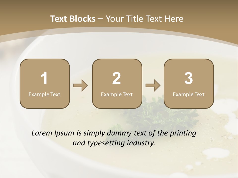 White Bowl Of Asparagus Soup With Chervil And Drops Of Cream. Grainy Bread On Background. Healthy Food. PowerPoint Template