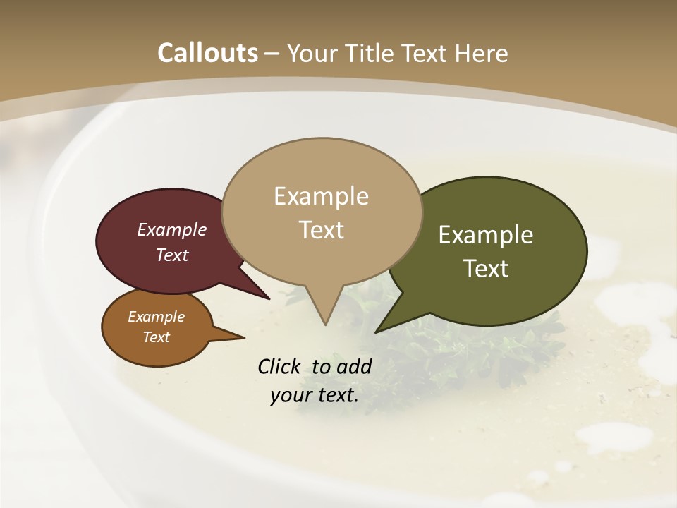 White Bowl Of Asparagus Soup With Chervil And Drops Of Cream. Grainy Bread On Background. Healthy Food. PowerPoint Template
