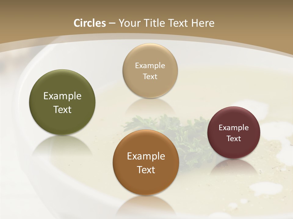 White Bowl Of Asparagus Soup With Chervil And Drops Of Cream. Grainy Bread On Background. Healthy Food. PowerPoint Template