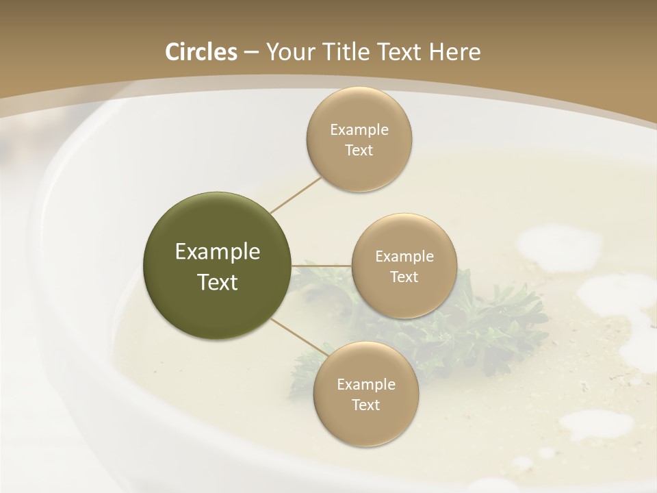 White Bowl Of Asparagus Soup With Chervil And Drops Of Cream. Grainy Bread On Background. Healthy Food. PowerPoint Template