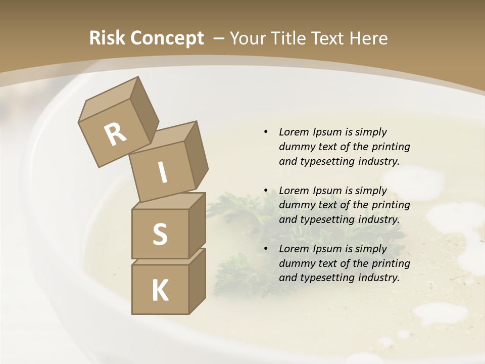 White Bowl Of Asparagus Soup With Chervil And Drops Of Cream. Grainy Bread On Background. Healthy Food. PowerPoint Template