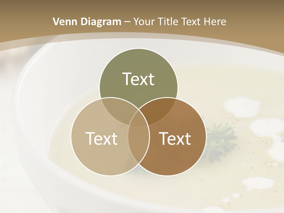 White Bowl Of Asparagus Soup With Chervil And Drops Of Cream. Grainy Bread On Background. Healthy Food. PowerPoint Template