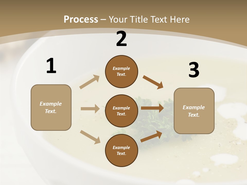 White Bowl Of Asparagus Soup With Chervil And Drops Of Cream. Grainy Bread On Background. Healthy Food. PowerPoint Template