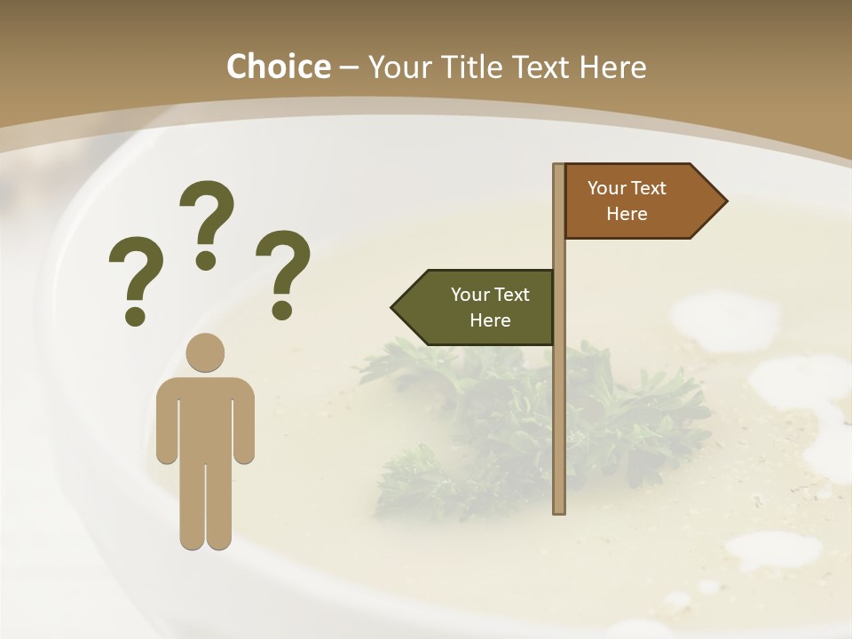 White Bowl Of Asparagus Soup With Chervil And Drops Of Cream. Grainy Bread On Background. Healthy Food. PowerPoint Template