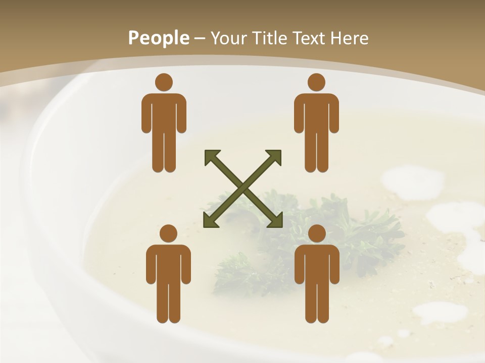 White Bowl Of Asparagus Soup With Chervil And Drops Of Cream. Grainy Bread On Background. Healthy Food. PowerPoint Template