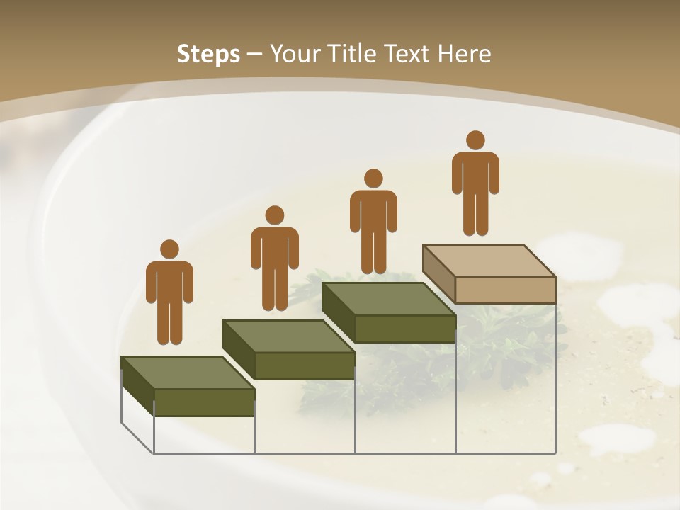 White Bowl Of Asparagus Soup With Chervil And Drops Of Cream. Grainy Bread On Background. Healthy Food. PowerPoint Template