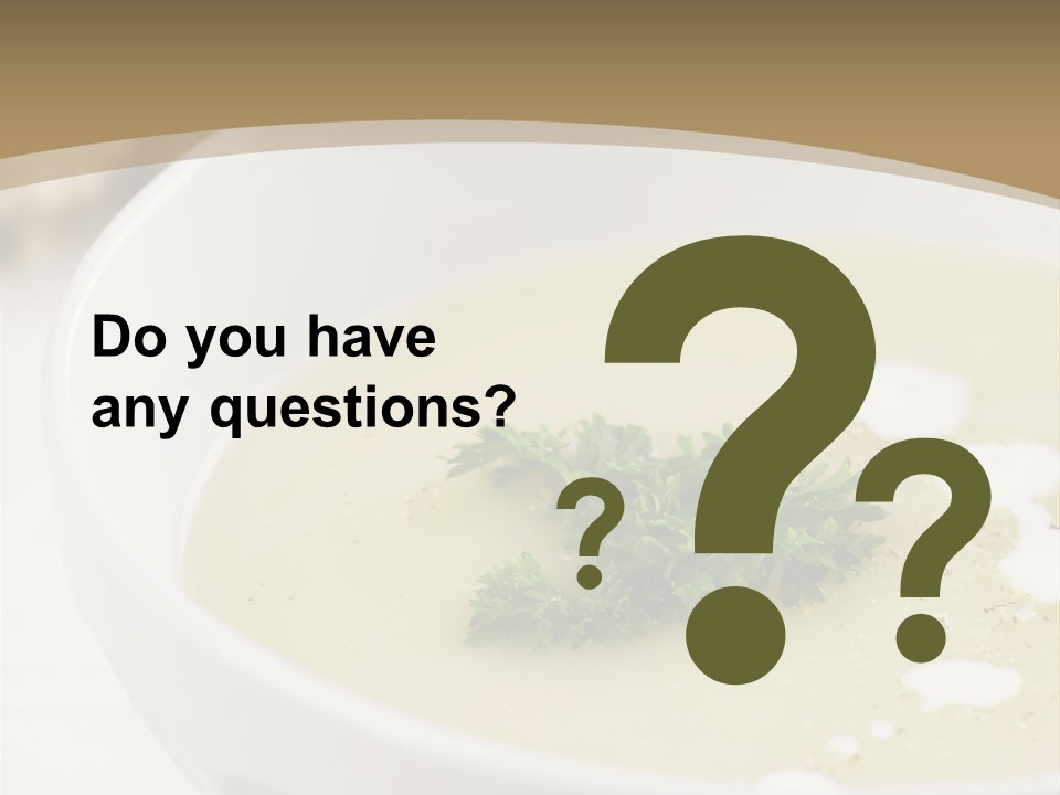 White Bowl Of Asparagus Soup With Chervil And Drops Of Cream. Grainy Bread On Background. Healthy Food. PowerPoint Template