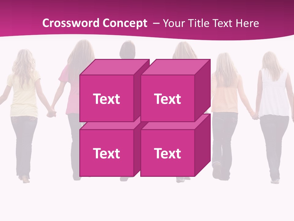 Ten Beautiful Young Women, Walking Hand In Hand. PowerPoint Template