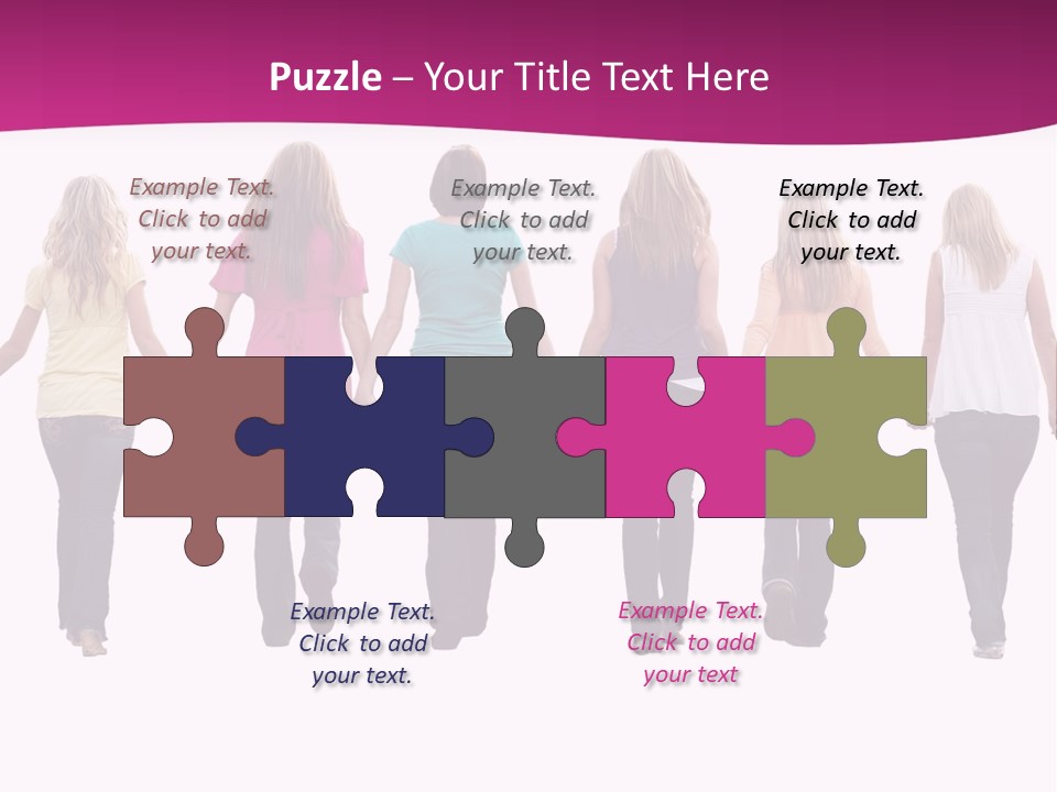 Ten Beautiful Young Women, Walking Hand In Hand. PowerPoint Template