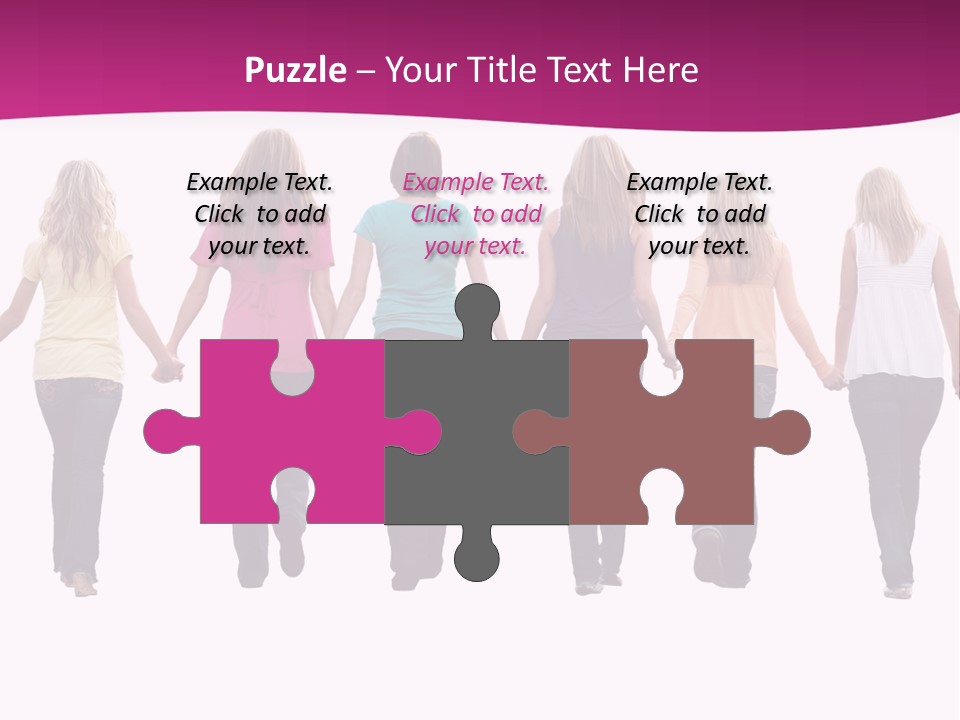 Ten Beautiful Young Women, Walking Hand In Hand. PowerPoint Template