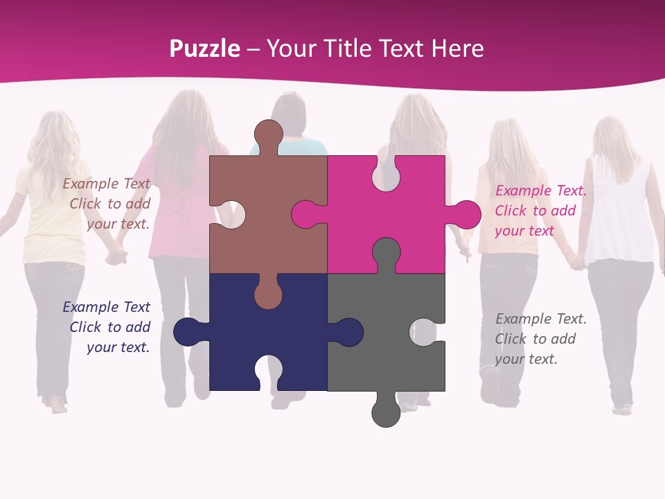 Ten Beautiful Young Women, Walking Hand In Hand. PowerPoint Template