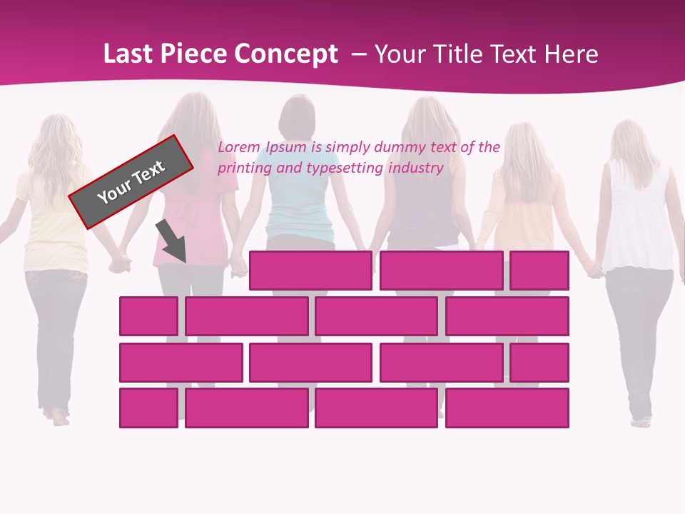 Ten Beautiful Young Women, Walking Hand In Hand. PowerPoint Template